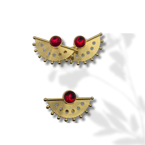 La Perle Rouge Ohrringe und Ring Set Vergoldet | 18K vergoldeter Edelstahl | Eleganz mit einem Hauch von Blau